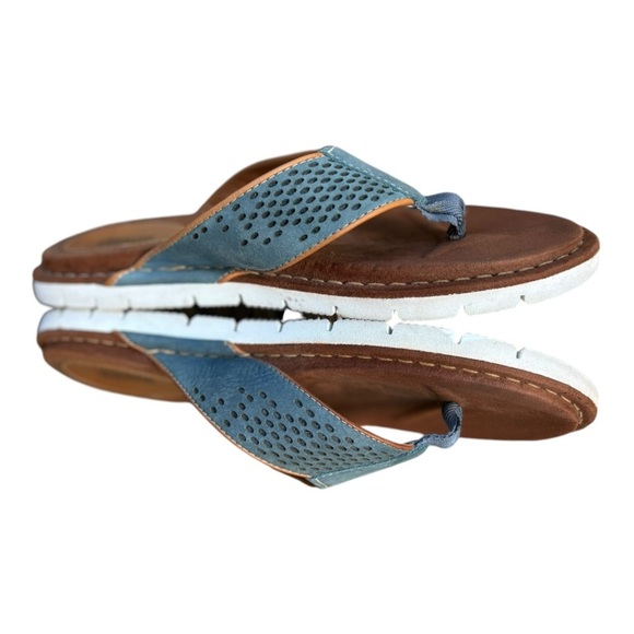 Johnston & Murphy Prescott Thong Sandals Size 10 Stone Blue Leather Thong Sandal - Picture 7 of 13